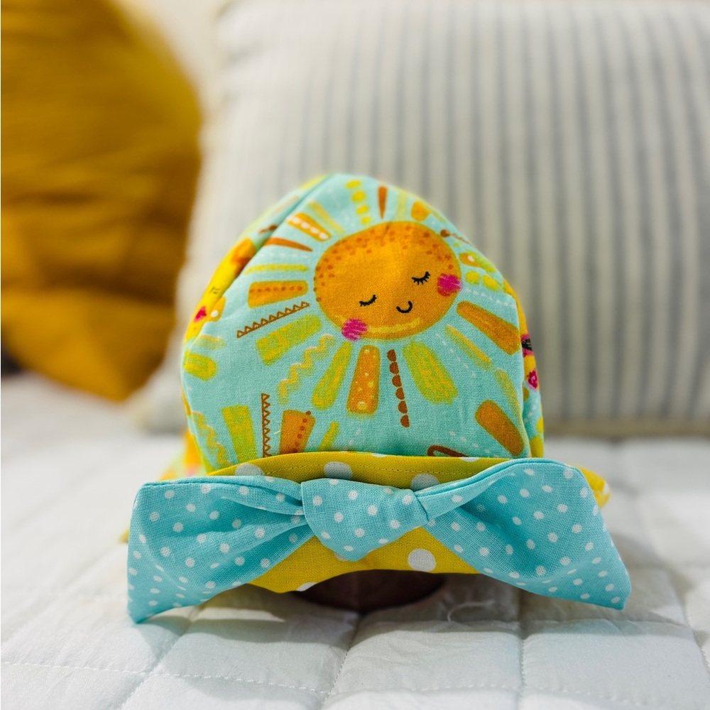 Sunny Smiles Handcrafted Kids Hat - Yellow and Blue
